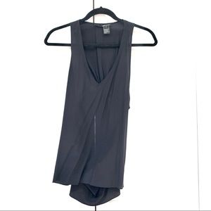 Jay Godfrey Black Silk Tank Top with Twisted Back